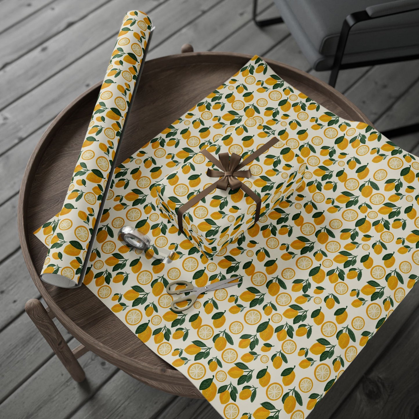 Lemon Pattern Wrapping Paper — Citrus Gift Wrap Roll