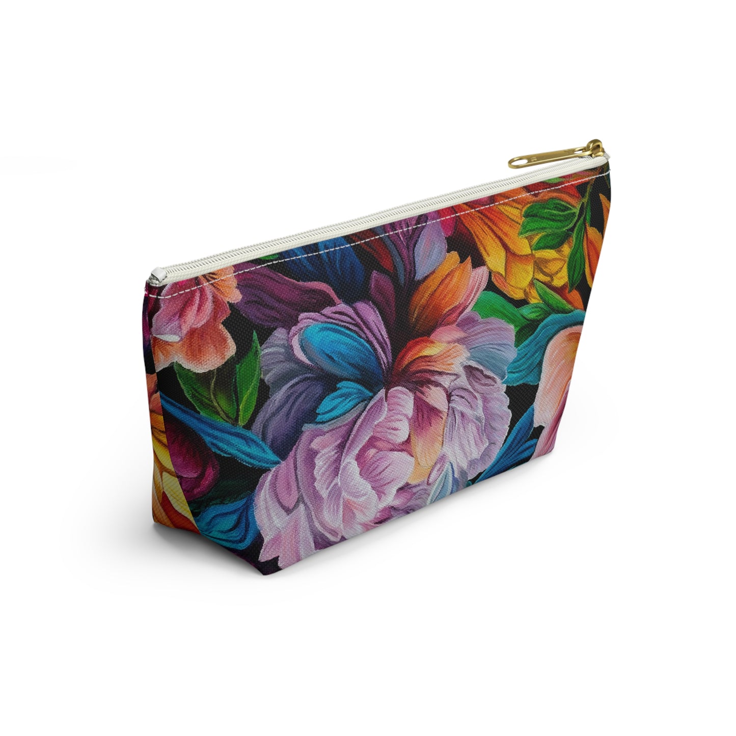 Neon Peonies Makeup Bag