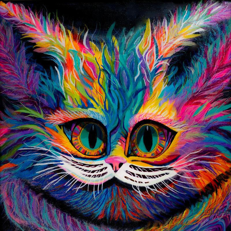 Cheshire Smile - colorful psychedelic art print by Danielle Cowdrey - colorful art print by Danielle Cowdrey