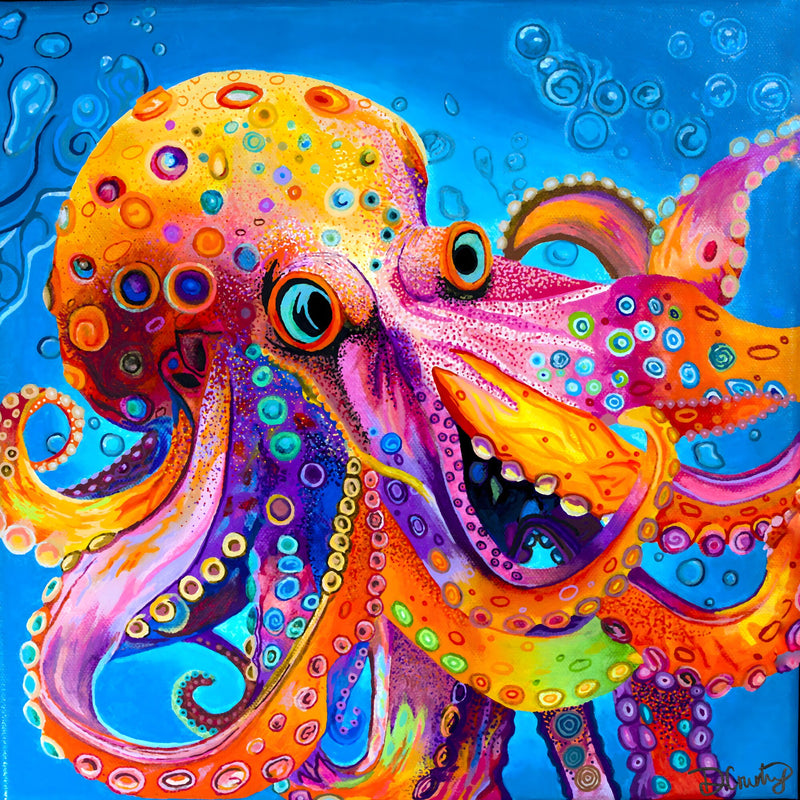 Neon Depths - colorful psychedelic art print by Danielle Cowdrey - colorful art print by Danielle Cowdrey