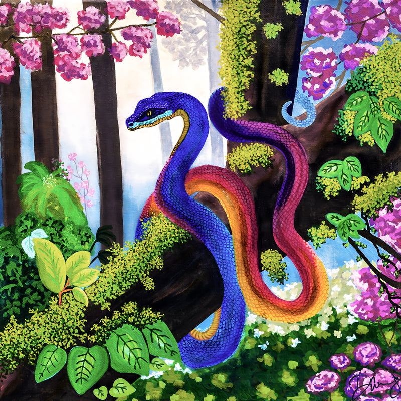 Serpent Queen - colorful psychedelic art print by Danielle Cowdrey - colorful art print by Danielle Cowdrey