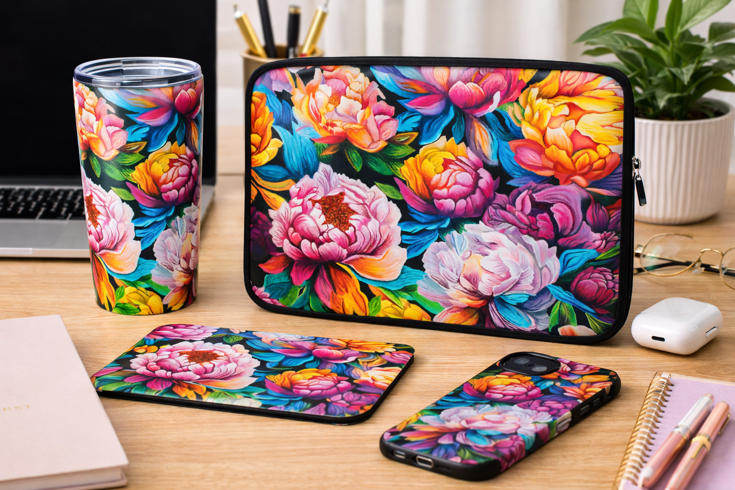 Neon Peonies Collection | Bold Floral Art by Danielle Cowdrey