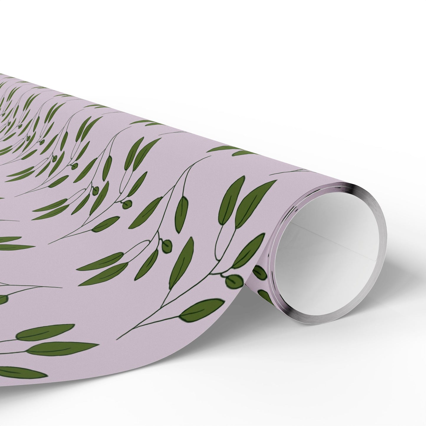 Botanical Lavender Wrapping Paper Roll — Olive Leaf Pattern Gift Wrap