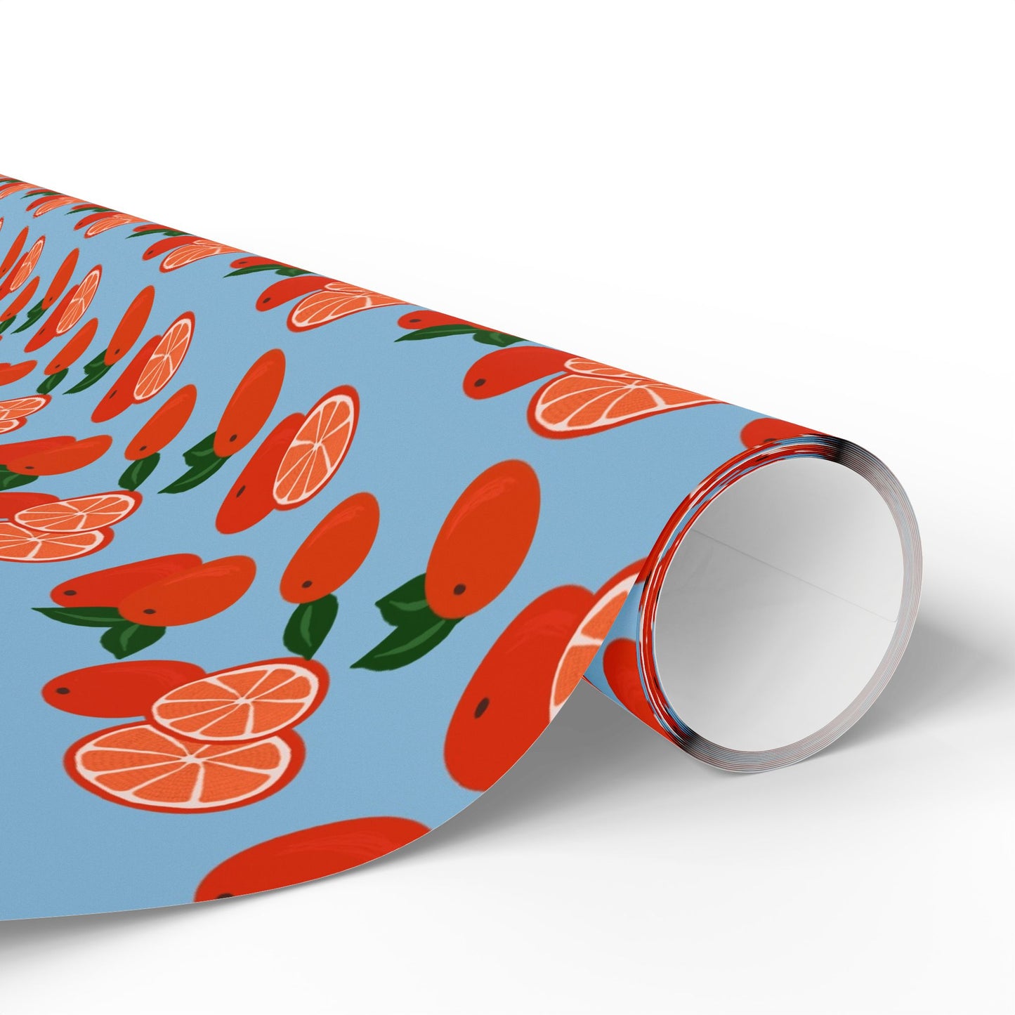 Citrus Orchard Wrapping Paper Roll — Orange Fruit Pattern Gift Wrap