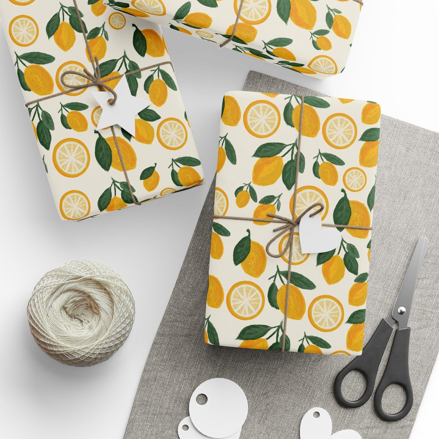 Lemon Pattern Wrapping Paper — Citrus Gift Wrap Roll
