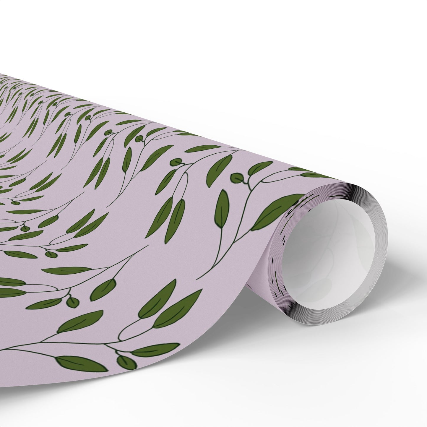 Botanical Lavender Wrapping Paper Roll — Olive Leaf Pattern Gift Wrap