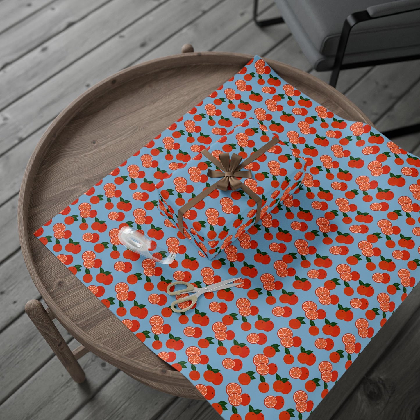 Citrus Orchard Wrapping Paper Roll — Orange Fruit Pattern Gift Wrap