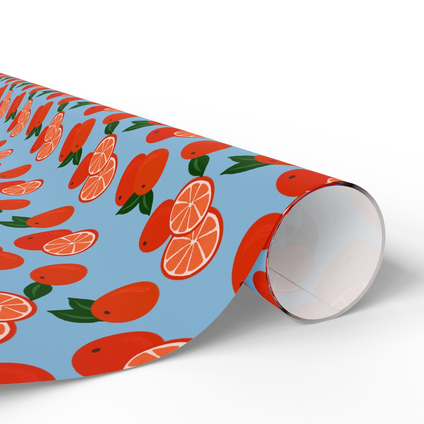 Citrus Orchard Wrapping Paper Roll — Orange Fruit Pattern Gift Wrap
