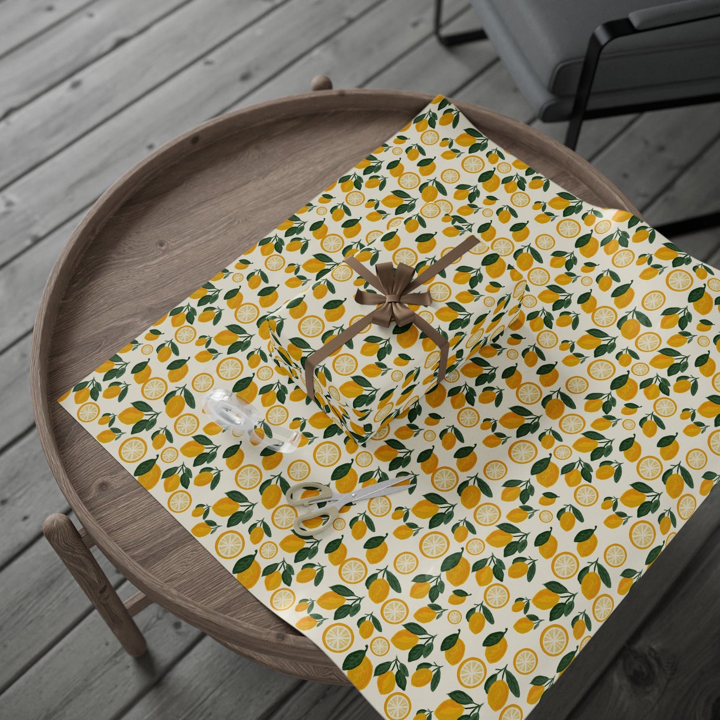 Lemon Pattern Wrapping Paper — Citrus Gift Wrap Roll