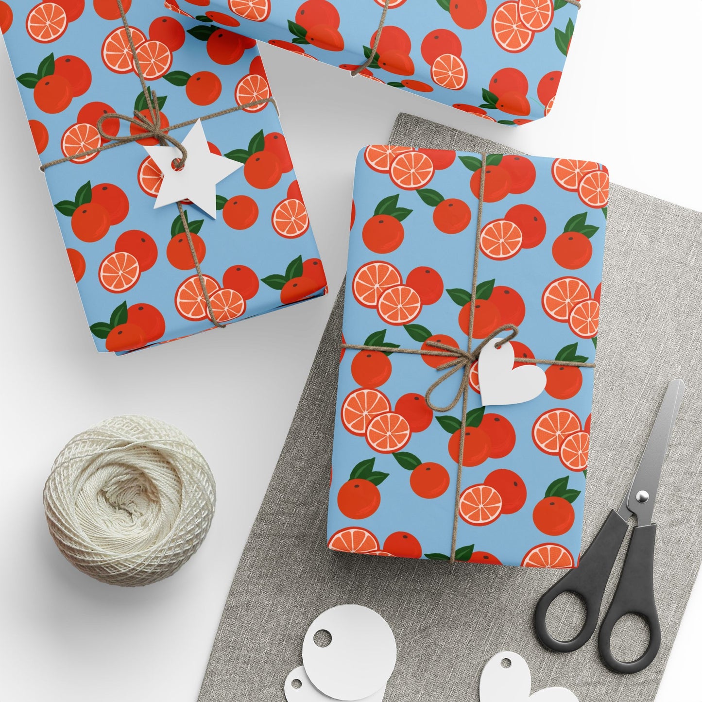 Citrus Orchard Wrapping Paper Roll — Orange Fruit Pattern Gift Wrap