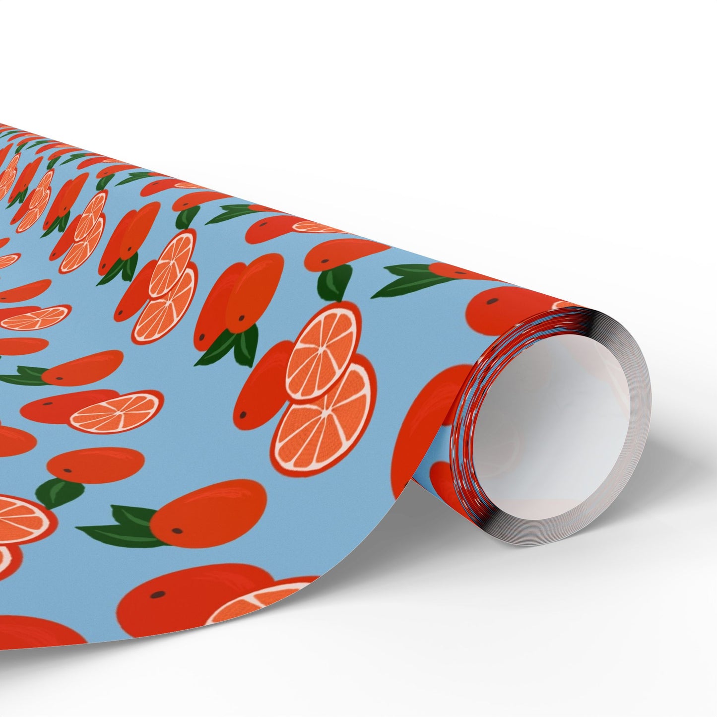 Citrus Orchard Wrapping Paper Roll — Orange Fruit Pattern Gift Wrap