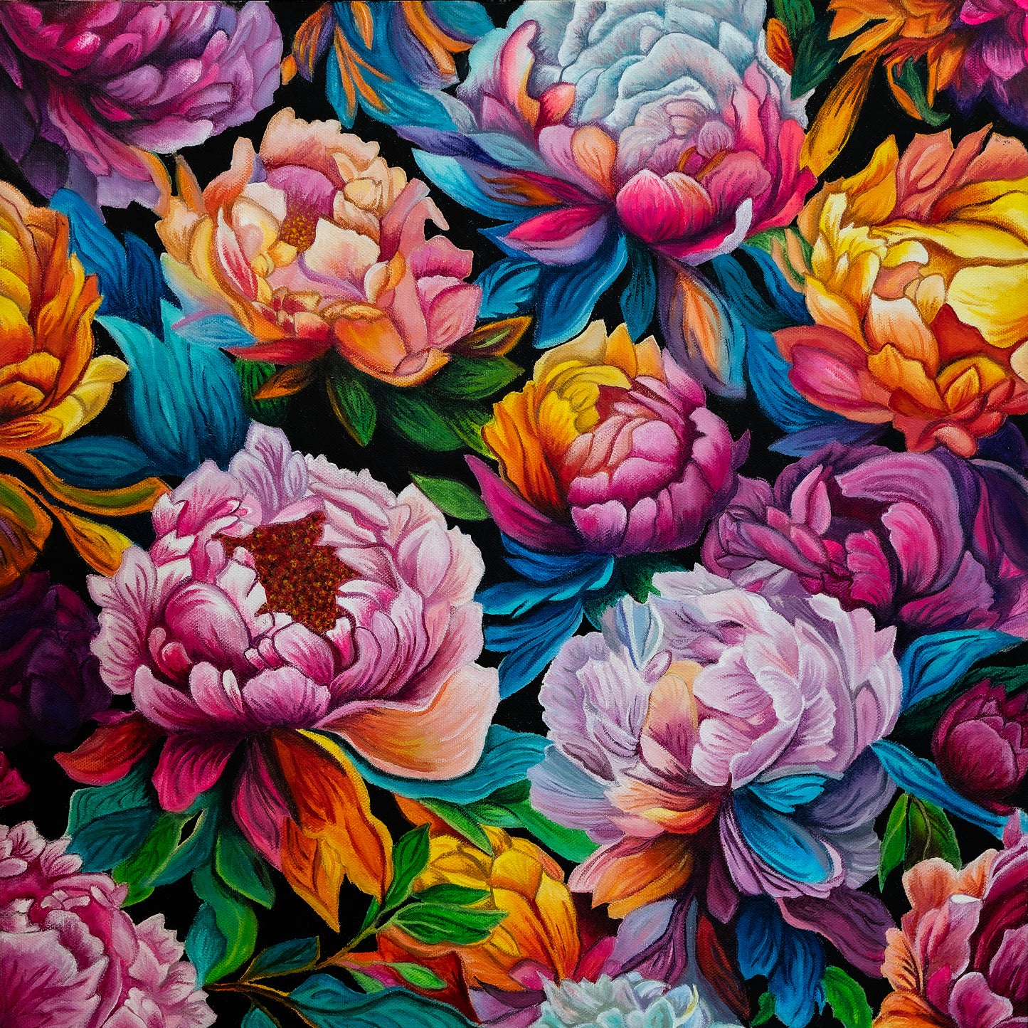 Neon Peonies