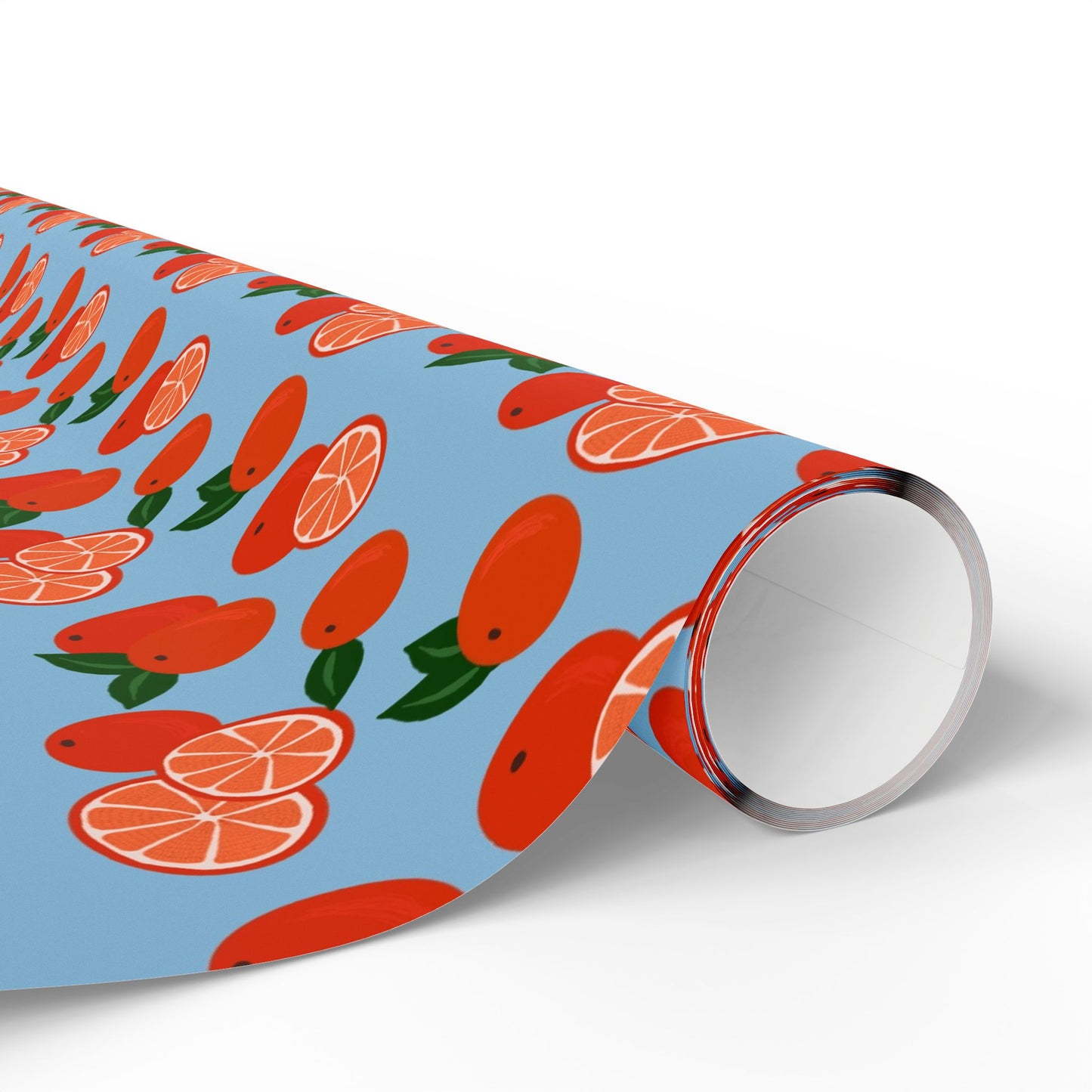Citrus Orchard Wrapping Paper Roll — Orange Fruit Pattern Gift Wrap