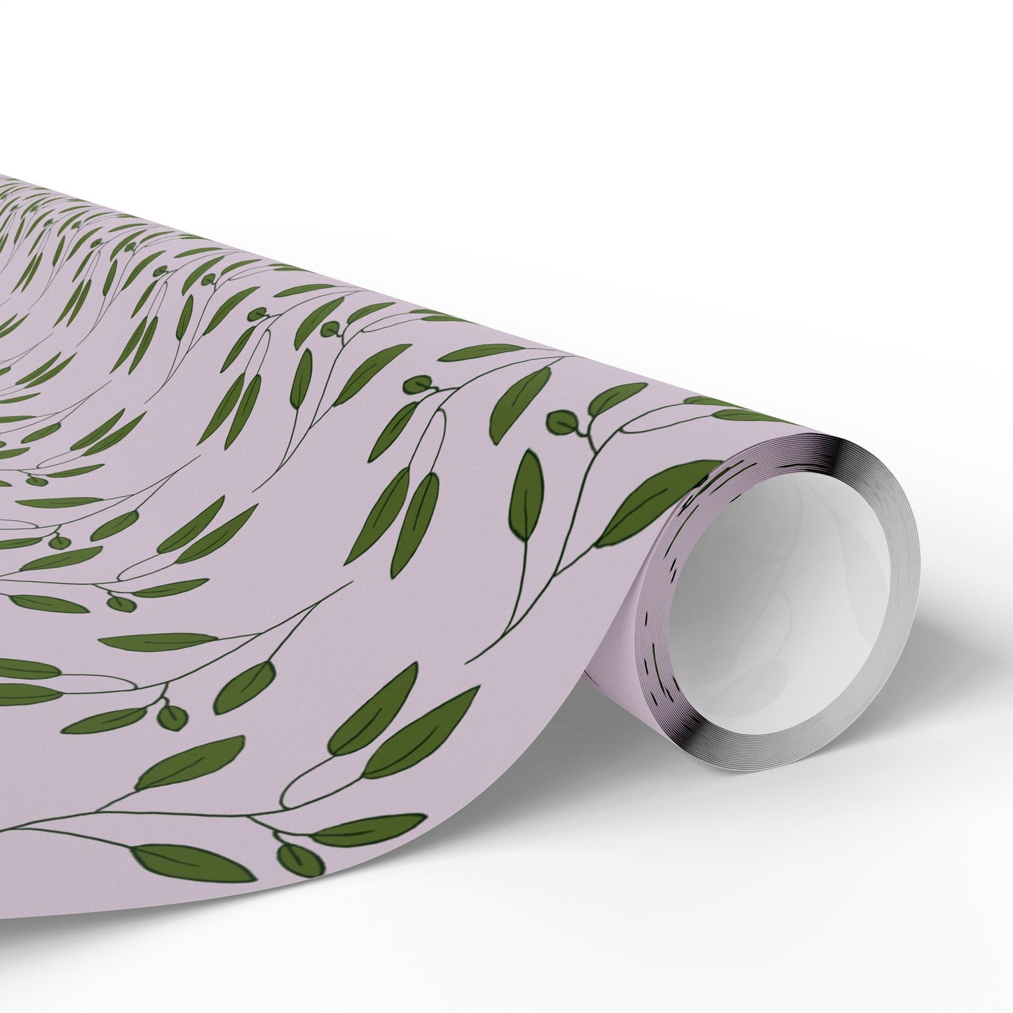 Botanical Lavender Wrapping Paper Roll — Olive Leaf Pattern Gift Wrap