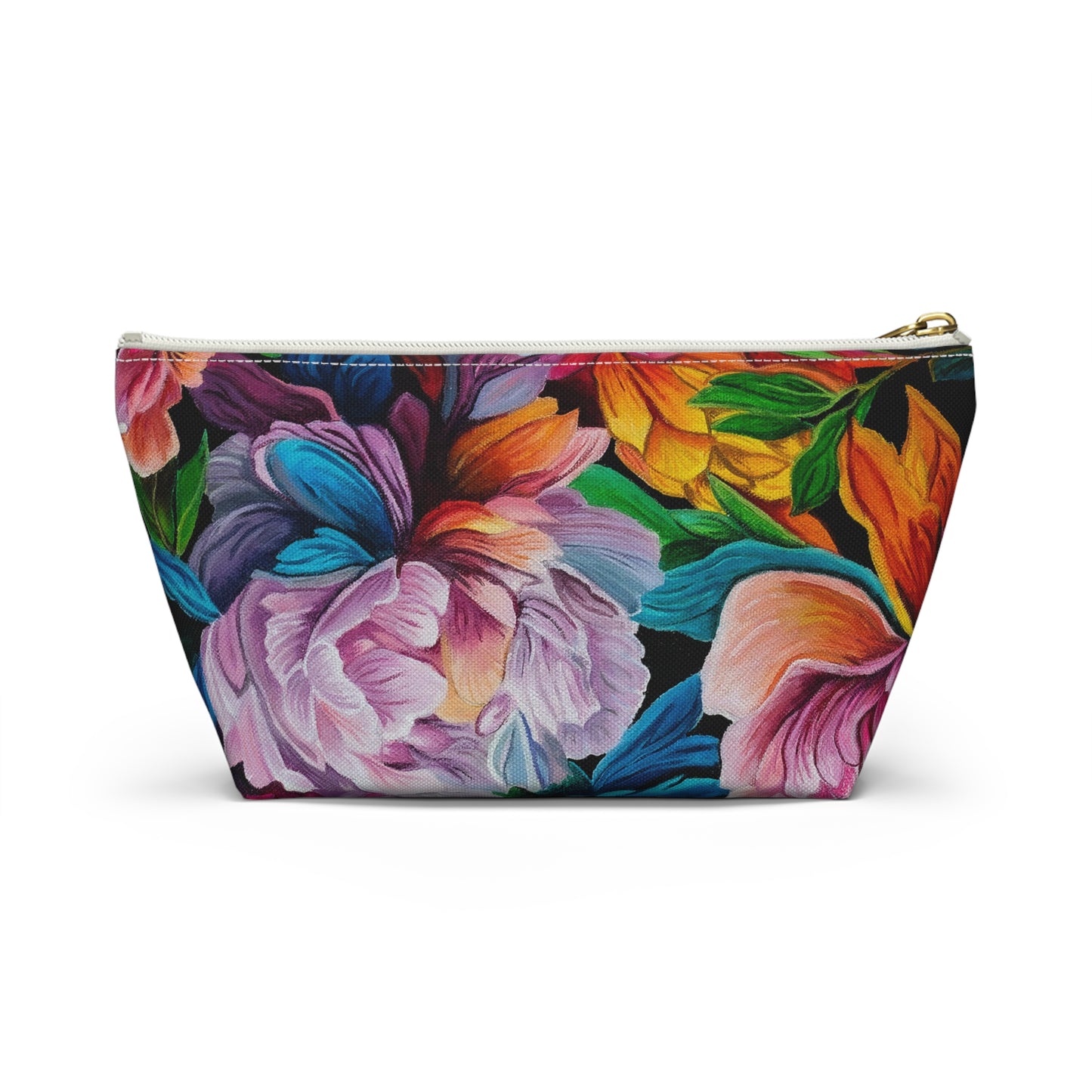 Neon Peonies Makeup Bag