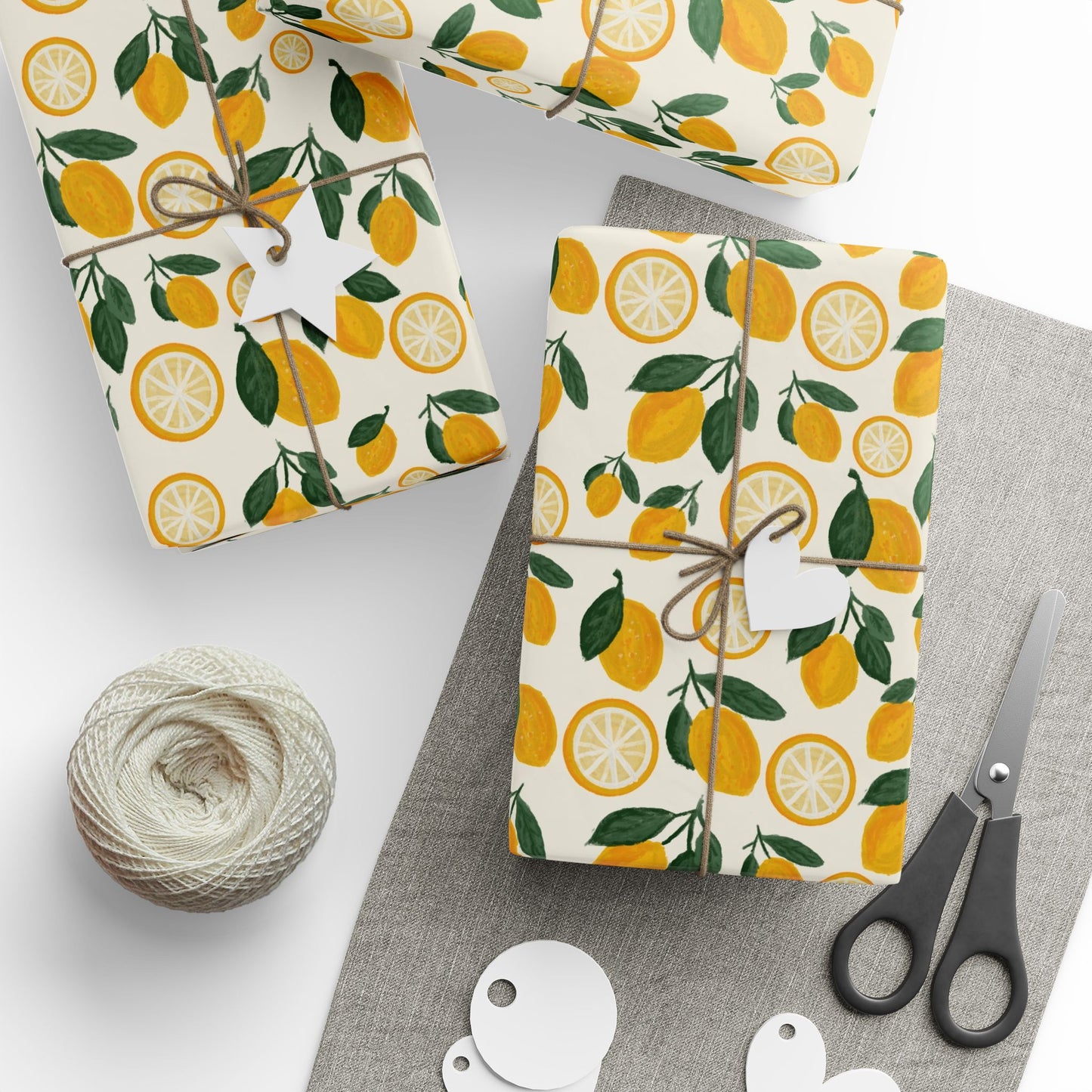 Lemon Pattern Wrapping Paper — Citrus Gift Wrap Roll