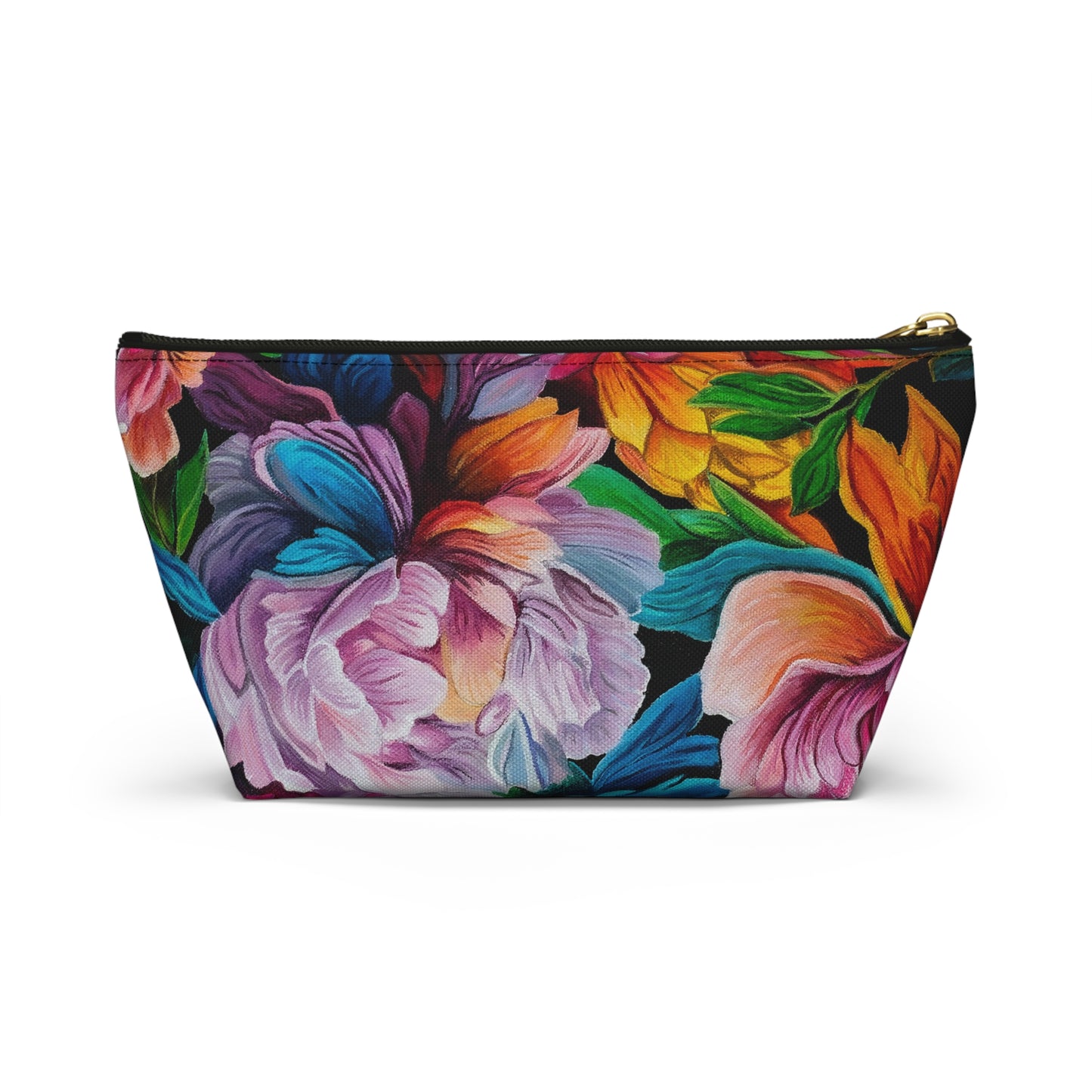 Neon Peonies Makeup Bag