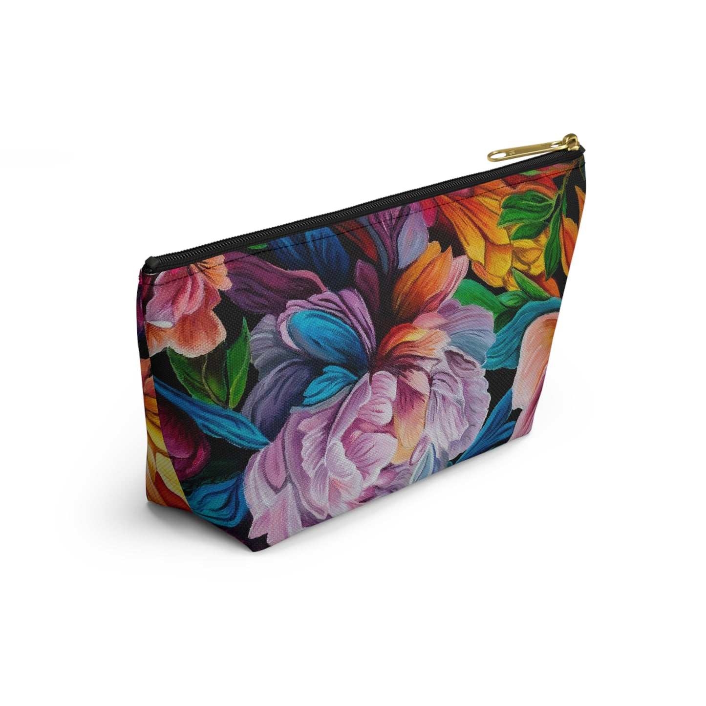Neon Peonies Makeup Bag