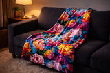 Neon Peonies Wrap Blanket