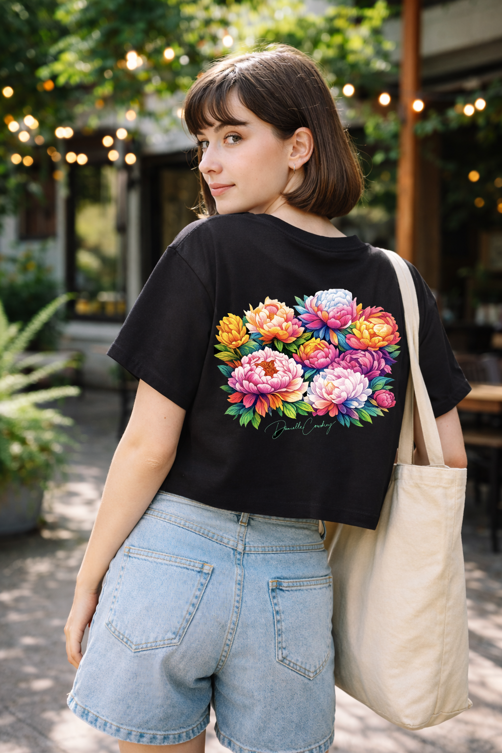 Neon Peonies Crop Top