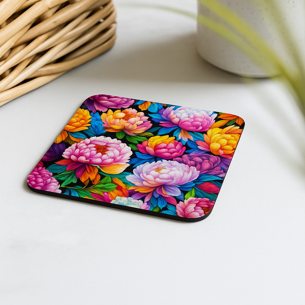 Neon Peonies Coaster