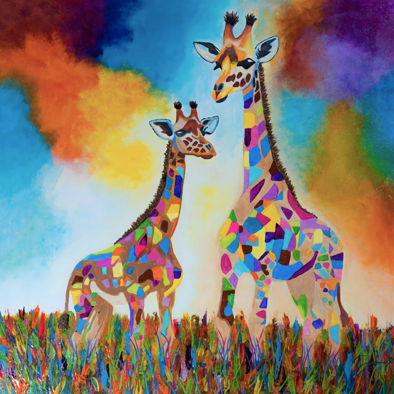 Rainbow Safari - colorful psychedelic art print by Danielle Cowdrey - colorful art print by Danielle Cowdrey