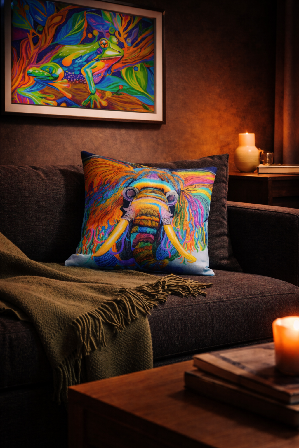 Bold colorful art throw pillows by Danielle Cowdrey